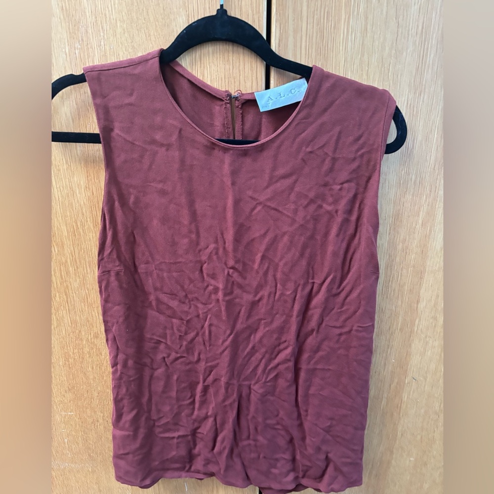 A.L.C. Rust Short Sleeve twist back top